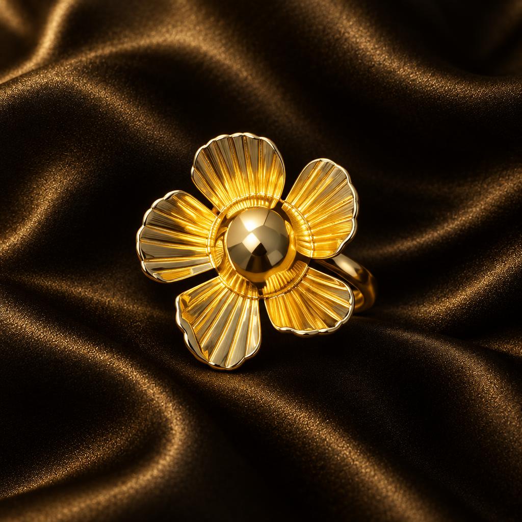 Bague Fleur Or – boucles d'oreilles Dakar